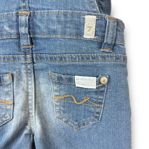 7 For All Mankind Denim Jean Shorts Bib Overalls Adjustable Straps Baby Girl 18M - Picture 7 of 8